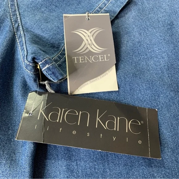 Karen Kane 90s Denim Maxi Dress Button Front Size 6 NWTOS USA Boho Cottage - Picture 12 of 13